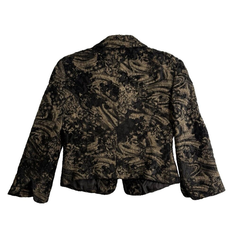 BARCELINO Women Blazer Size M Black Brocade Lined‎ Business Career 31-7 - Picture 2 of 12